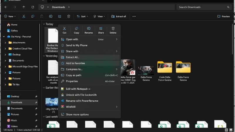 Giải Nén File Tải Về